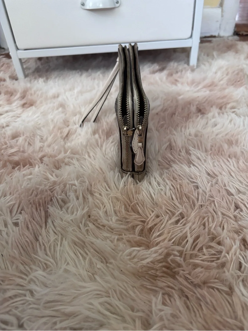 Coach Khaki/Tan Signature Canvas Wristlet with Gold Logo